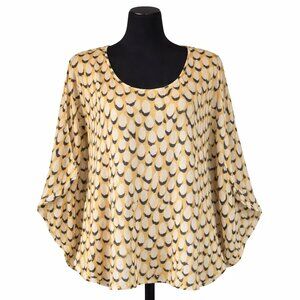 Diane von Furstenberg DVF Robyn Silk Printed Cold Shoulder Top L